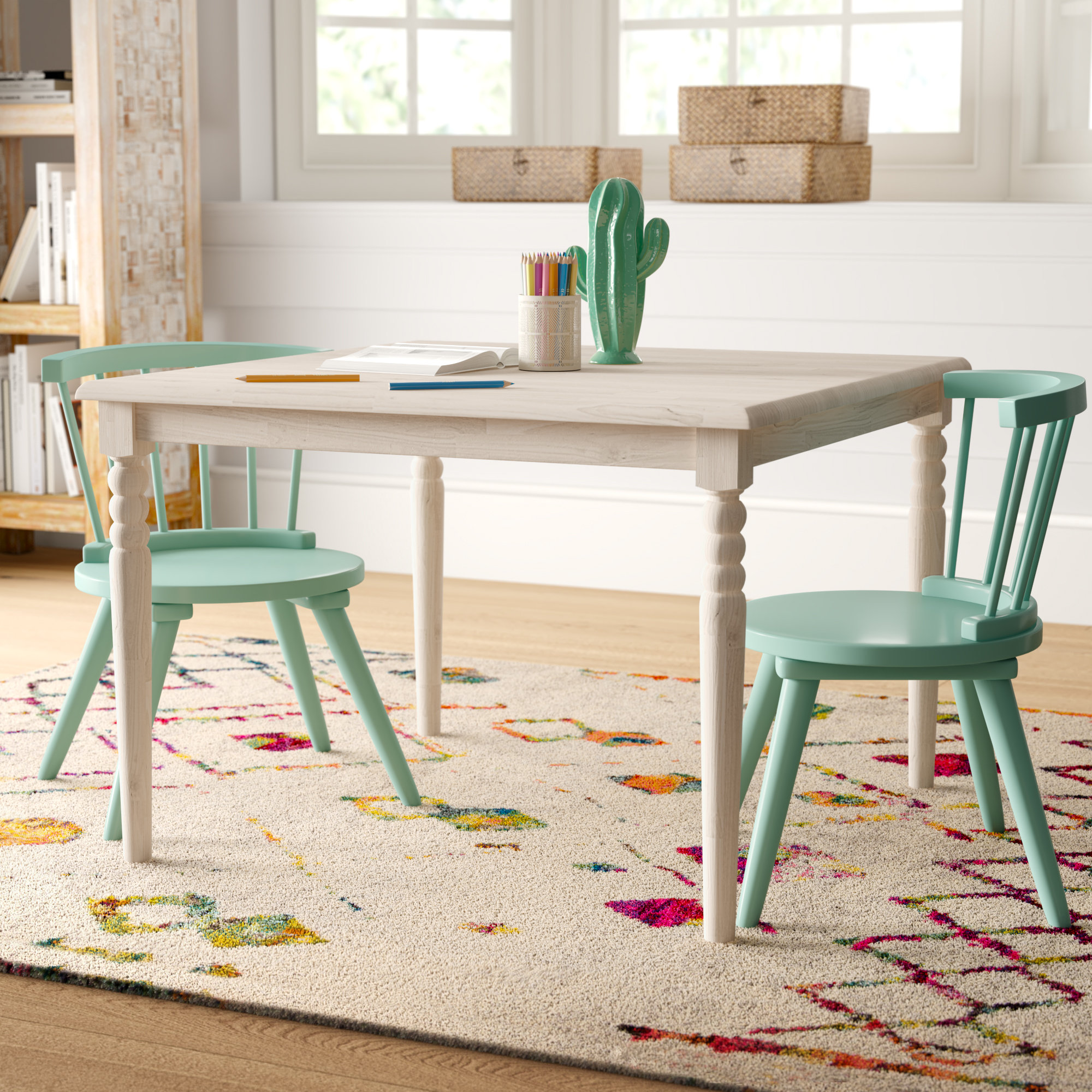Hamby Kids Solid Wood Play or Activity Table Indigo Safari